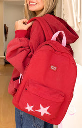 Pink Star Burgundy Backpack