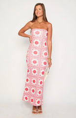 Arizona Red Tile Print Maxi Dress