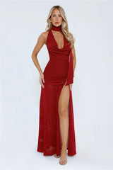 Wildflower Way Knit Sequin Maxi Dress Wine