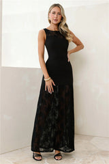 Moon Veil Lace Maxi Dress Black