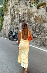 Carnation Yellow Satin Maxi Dress