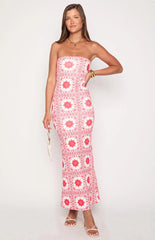 Arizona Red Tile Print Maxi Dress