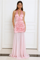 Stylish Sensation Halter Maxi Dress Pink