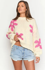 Ryver Cream Flower Knit Sweater