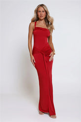 Love This Feeling One Shoulder Maxi Dress Red