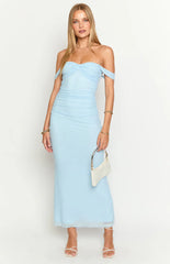 Dahla Blue Off The Shoulder Maxi Dress