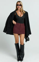 Brown Stripe Pinstripe Skort