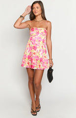 Chantell Yellow Floral Pop Mini Dress