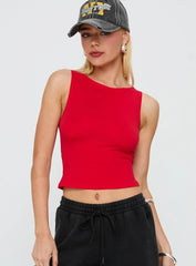Bleeker High Neck Top Red