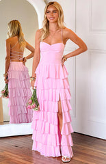 Georgie Pink Ruffle Maxi Dress