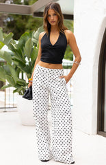 Loreta White Polka Dot Low Waist Pants