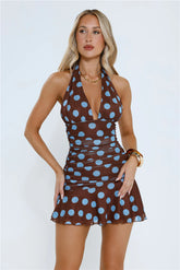 Style Flicker Halter Mini Dress Polka Dot