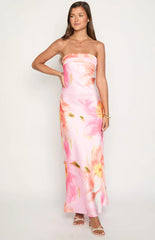 Maiah Pink Floral Print Maxi Dress