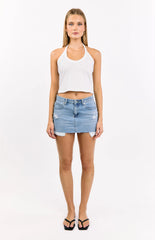 Found Love Light Wash Denim Low Rise Mini Skirt