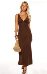 Sunflower Brown Mesh Maxi Dress