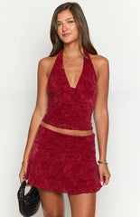 Clancy Red Velvet Crop Top