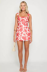 Ava Red Anemone Floral Print Mini Dress