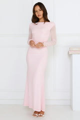 Love Chaser Mesh Long Sleeve Maxi Dress Pink