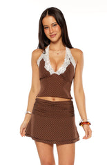 Briony Brown Polka Dot Mini Skirt