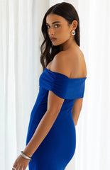 Amabella Cobalt Blue Crepe Maxi Dress