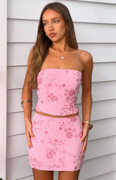 Eivissa Light Pink Beaded Mini Skirt