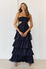 Luxe Mode Strapless Maxi Dress Black