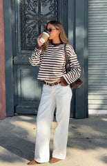 So Breezy Chocolate Stripe Long Sleeve Top
