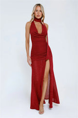 Wildflower Way Knit Sequin Maxi Dress Wine