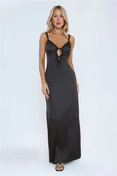 The Midnight Edit Satin Maxi Dress Black