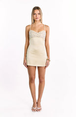 Fran Gold Sequin Contrast Party Mini Dress
