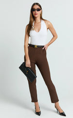 High Waisted Cropped Tailored Chocolate Pants