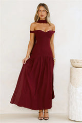 The Style Spotlight Off Shoulder Maxi Dress Burgundy