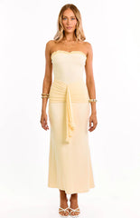 Isaiah Cream Strapless Mesh Maxi Dress