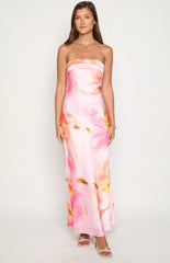 Maiah Pink Floral Print Maxi Dress