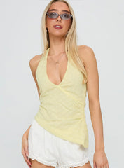 Isabellah Cross Front Halter Top Yellow