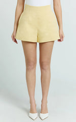 High Waisted Tailored Shorts in Lemon