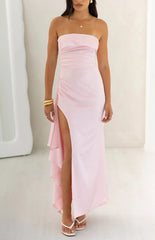 Merlo Light Pink Strapless Formal Maxi Dress