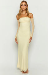 Odette Cream Long Sleeve Formal Maxi Dress
