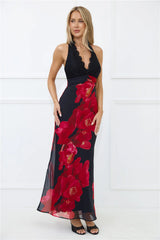 Hotter Than Ever Halter Maxi Dress Black