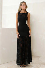 Moon Veil Lace Maxi Dress Black