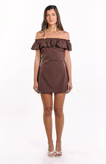 Haylie Brown Polka Dot Off Shoulder Mini Dress