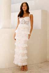 Luxe Mystique Lace Maxi Dress White