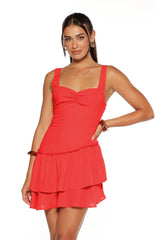Little Lies Red Ruffle Mini Dress