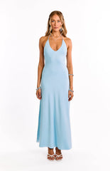 Chevelle Light Blue Halter Maxi dress