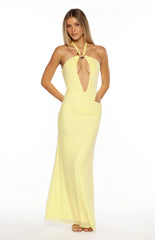 Stella Yellow Halter Cut Out Maxi Dress - PRE ORDER