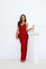 Romanced By You Satin Maxi Dress Wine