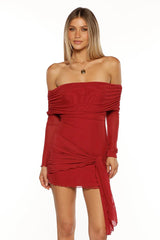 Paige Red Off The Shoulder Mini Dress
