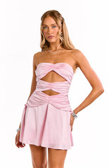 Zander Pink Strapless Cut Out Party Mini Dress