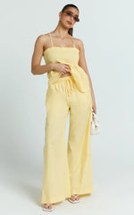 Alma Two Piece Set - Cotton Cami Pant Set in Lemon