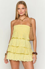 Hannah Yellow Strapless Mini Dress